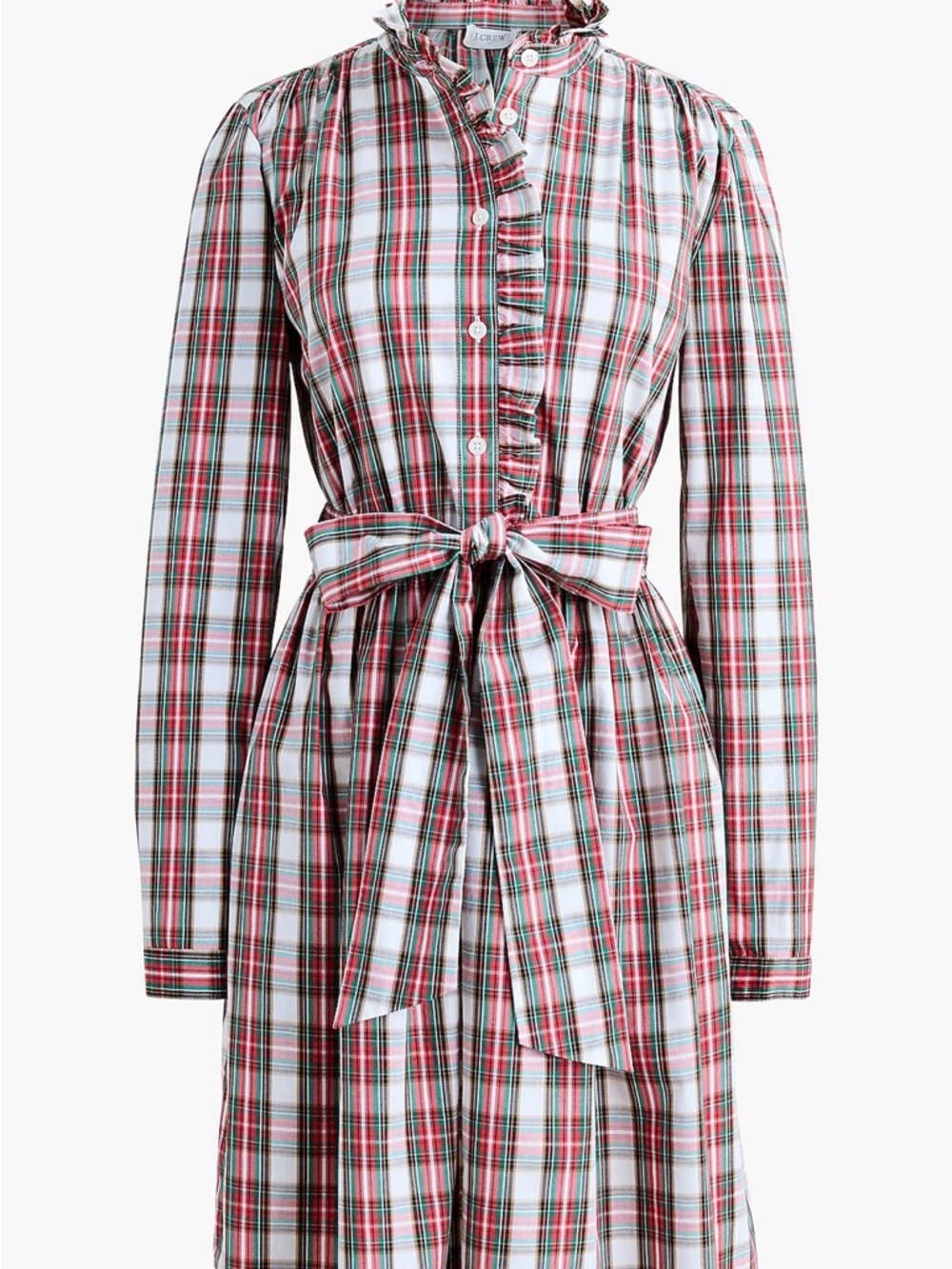 J. Crew Factory Red Green Tartan Plaid Shirtwaist Dress